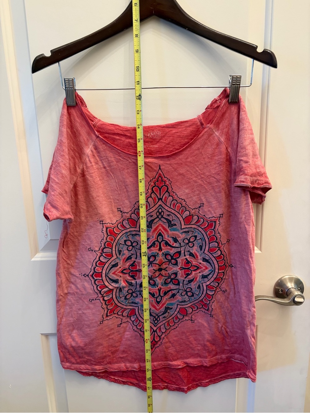 Lucky Brand Pink Short-Sleeve Top with Blue & Black Mandala